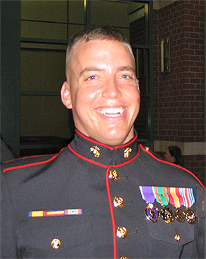 Photo of Zeke Drawhornn dressed in Marine Corps uniform.